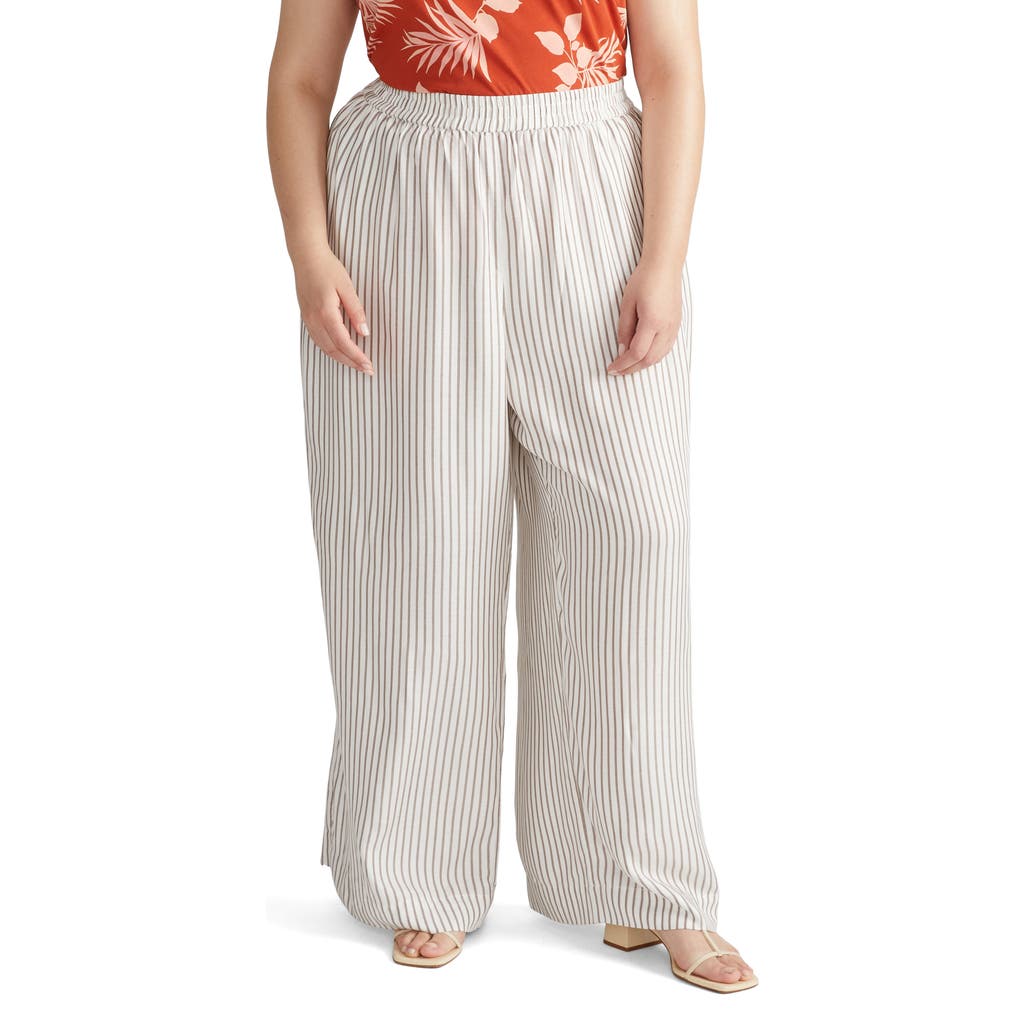 Universal Standard Stripe Wide Leg Beach Pants In Beige/white Stripe
