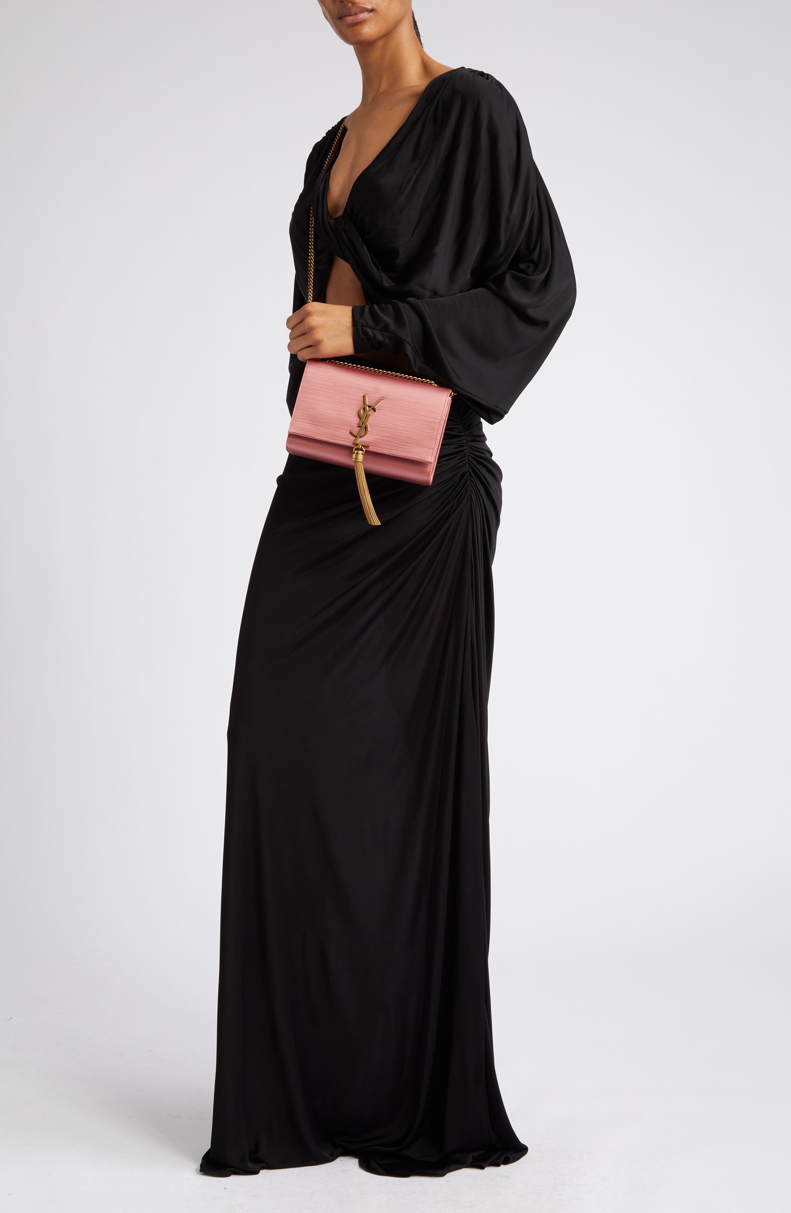 Saint Laurent Small Kate Satin Shoulder Bag, Alternate, color, 