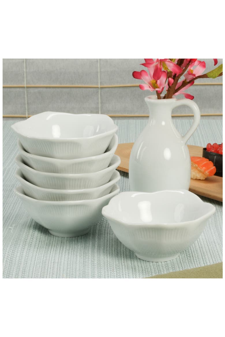 Set of 6 Lotus Bowls, Alternate, color, WHITE