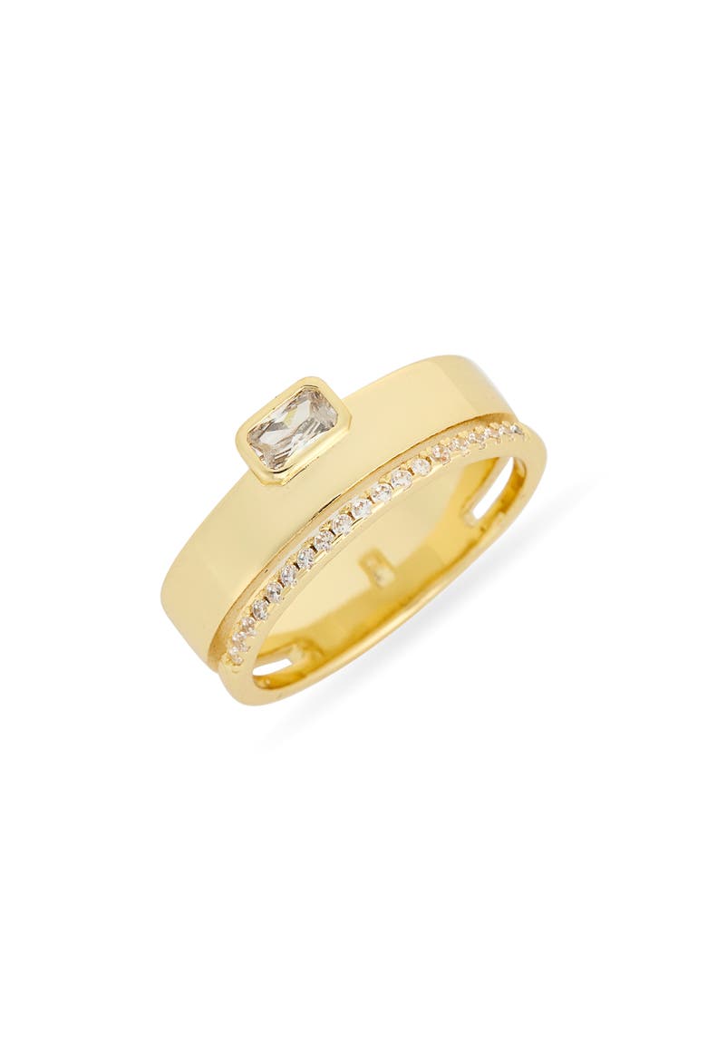 Cubic Zirconia Double Band Ring, Main, color, CLEAR- GOLD