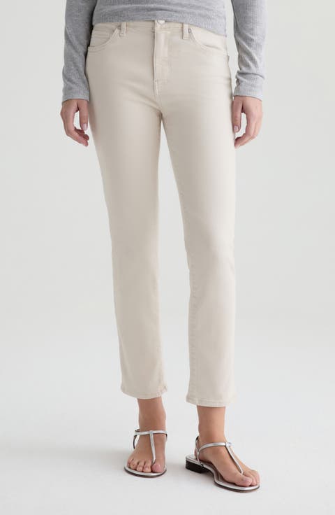 Mari Mid Rise Slim Straight Leg Crop Jeans