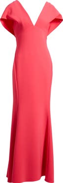 Amsale Flutter Sleeve Crepe Gown