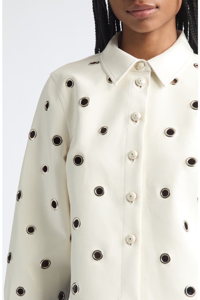 Ramone Grommet Faux Leather Jacket, Alternate, color, IVORY