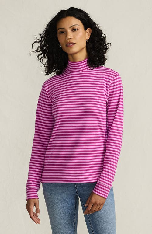 Lands' End Relaxed Cotton Long Sleeve Mock Turtleneck In Purple