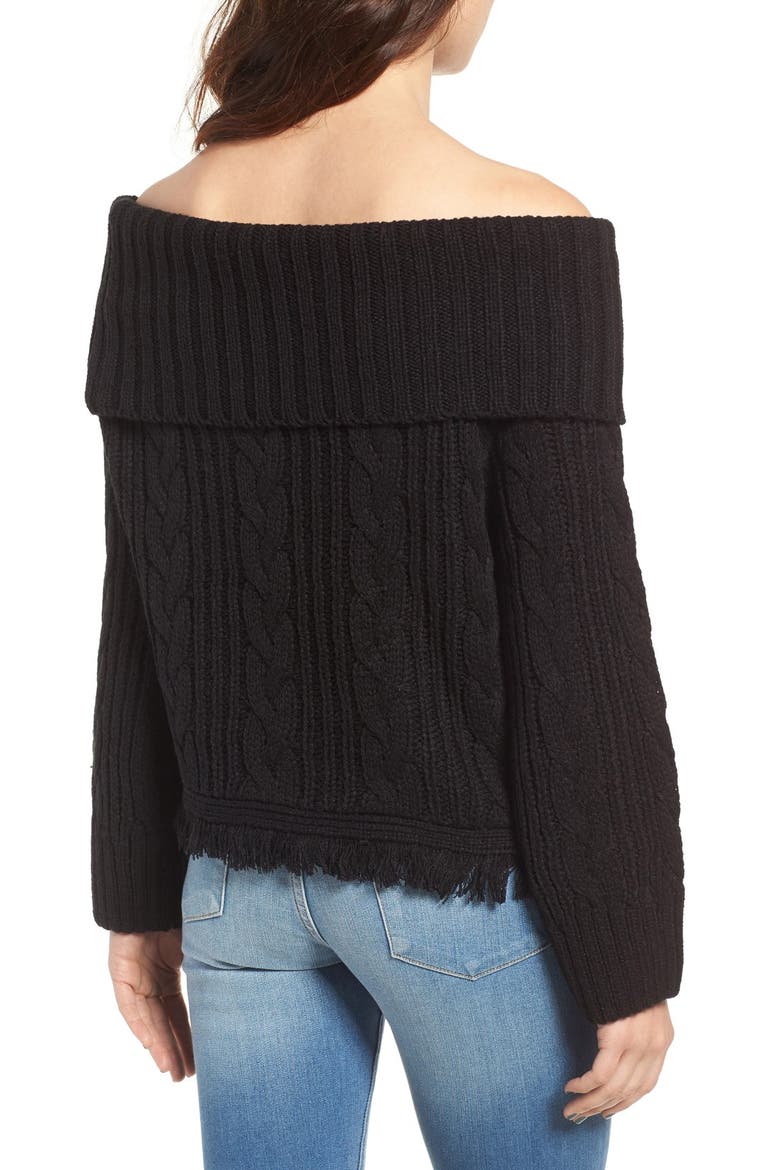 Off the Shoulder Sweater, Alternate, color, BLACK