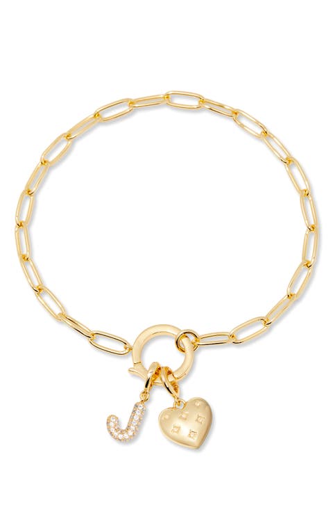 Lillian Initial Heart Charm Bracelet