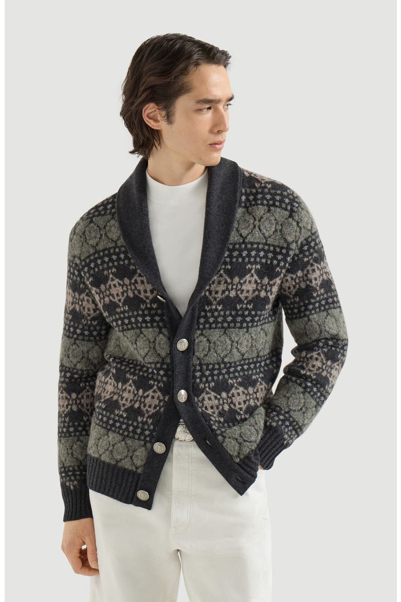 Cashmere jacquard cardigan, Main, color, Dark Grey