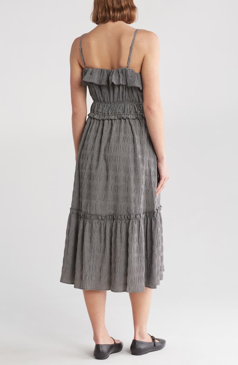 T Tahari Ruffle Tiered Gingham Midi Dress, Alternate, color, 