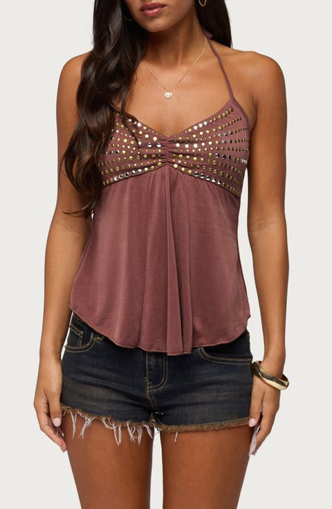 Ivana Studded Halter Top