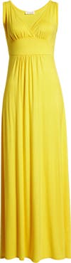 Loveappella V-Neck Jersey Maxi Dress
