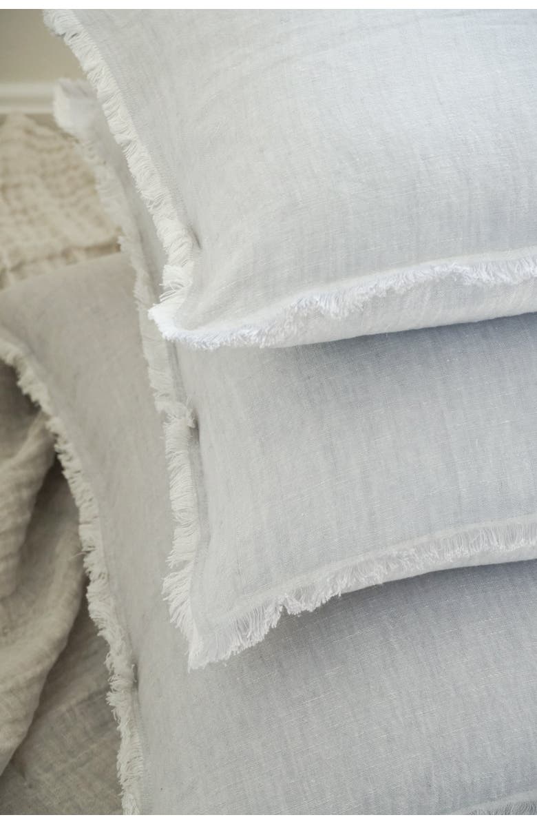 Anaya Fringe Soft Linen Pillow with Down Insert, Alternate, color, Light Grey