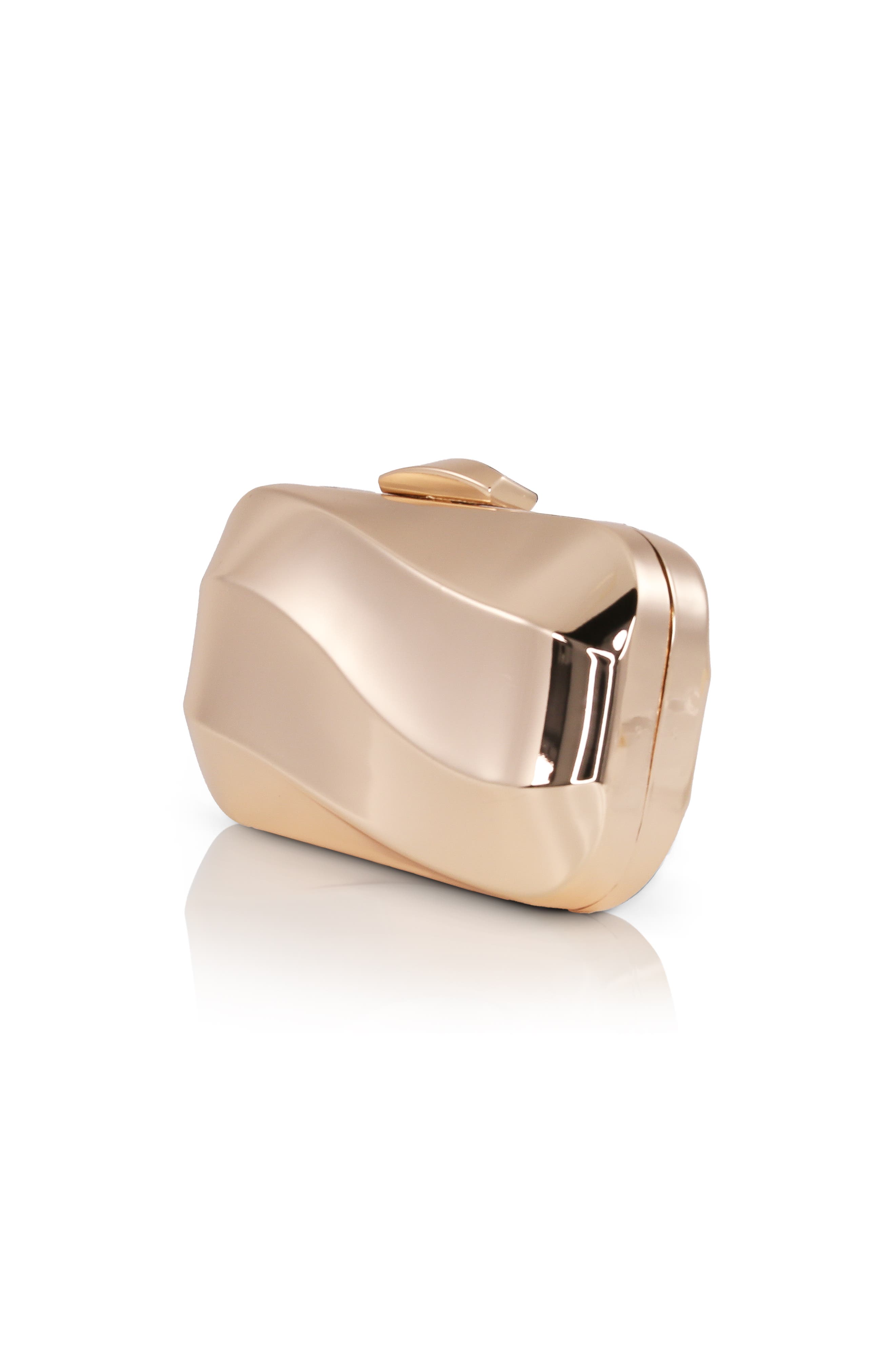 Jewel Badgley Mischka Aven Metal Wave Minaudiere, Alternate, color, Gold