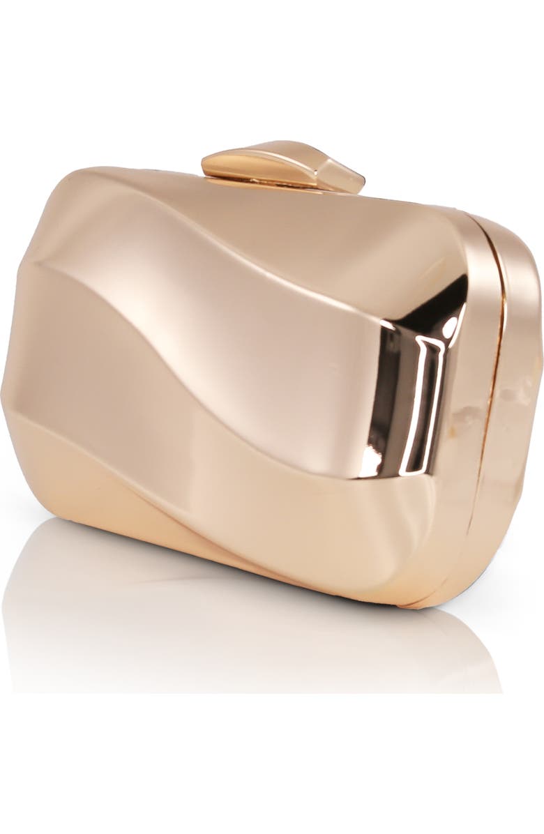 Jewel Badgley Mischka Aven Metal Wave Minaudiere, Alternate, color, Gold