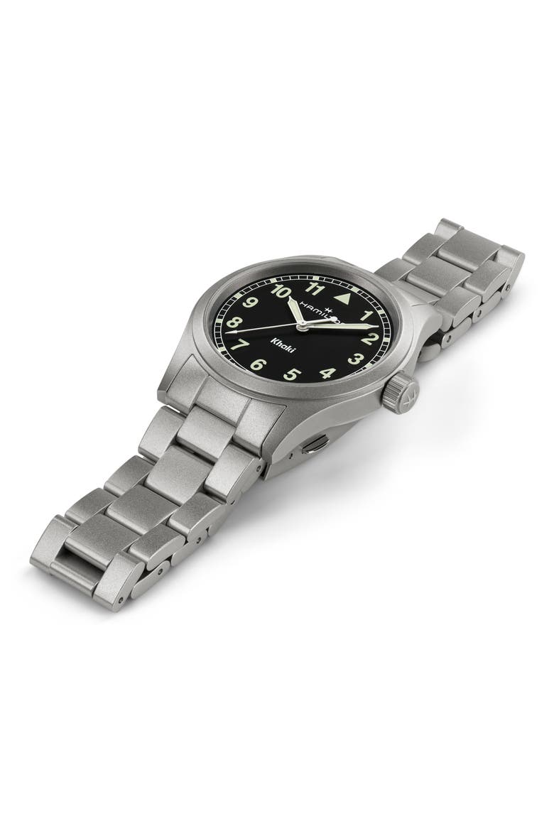 Khaki Field Bracelet Watch, 38mm, Alternate, color, BLACK
