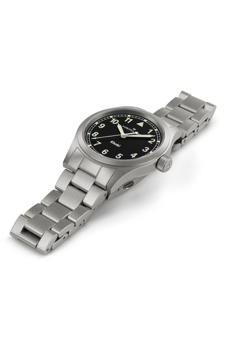 Hamilton Khaki Field Bracelet Watch, 38mm, Alternate, color, Black