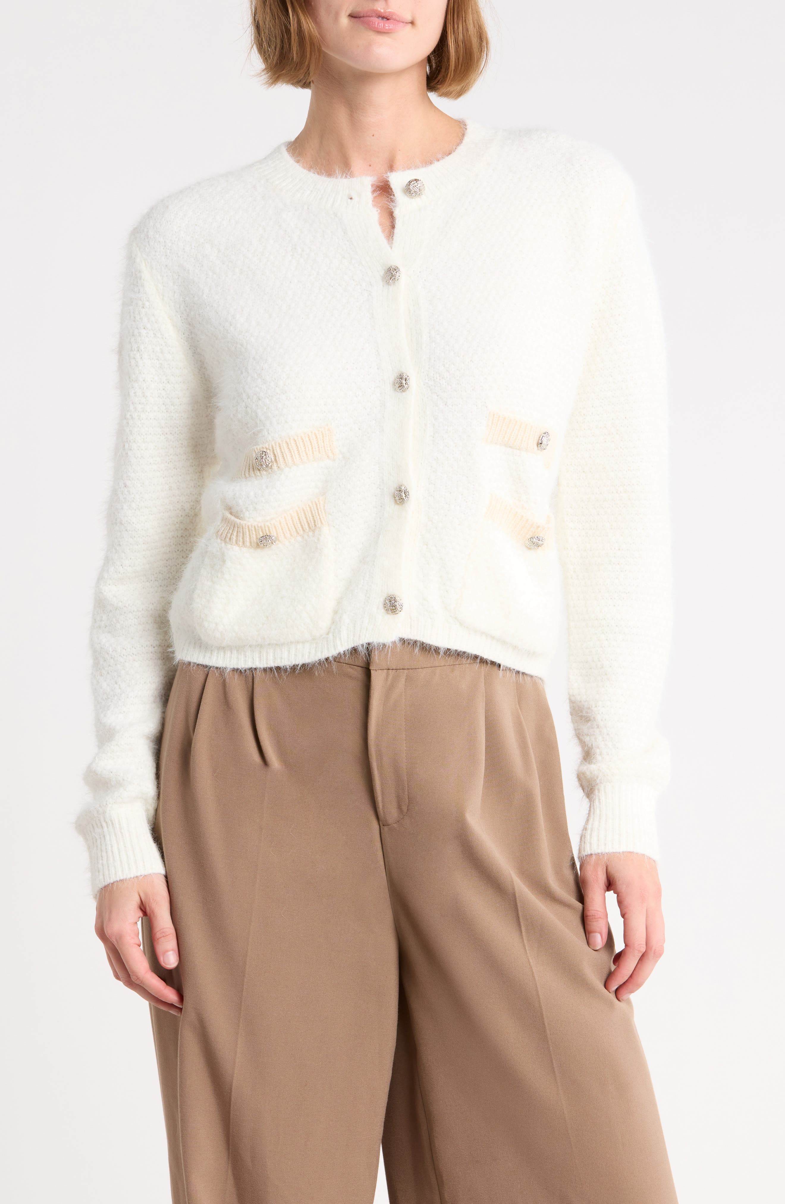 Fuzzy Cropped Cardigan