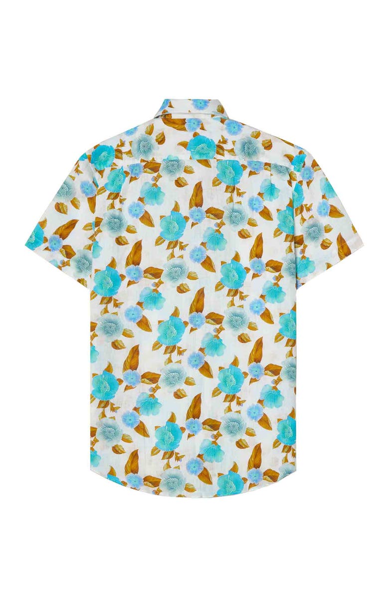 Robert Talbott Morgan Printed Linen Short Sleeve Shirt, Alternate, color, White