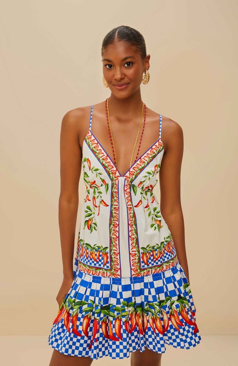 FARM Rio Picnic Peppers Ainika Organic Cotton Minidress, Alternate, color, Off-White