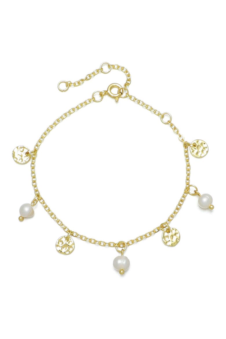 Freshwater Pearl Station Bracelet, Main, color, GOLD/ WHITE