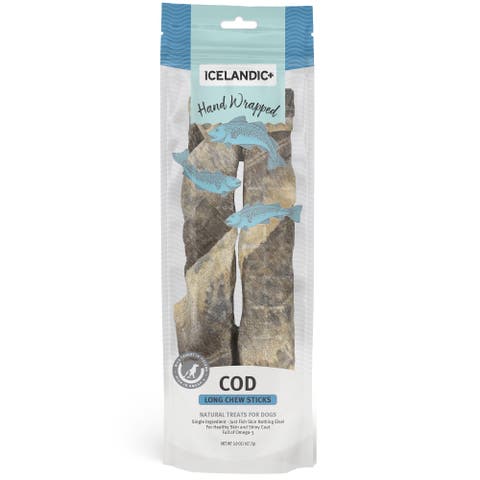Cod Skin 10" Long Hand Wrapped Dog Chew Stick, 2Pack, 3.2Oz Bag