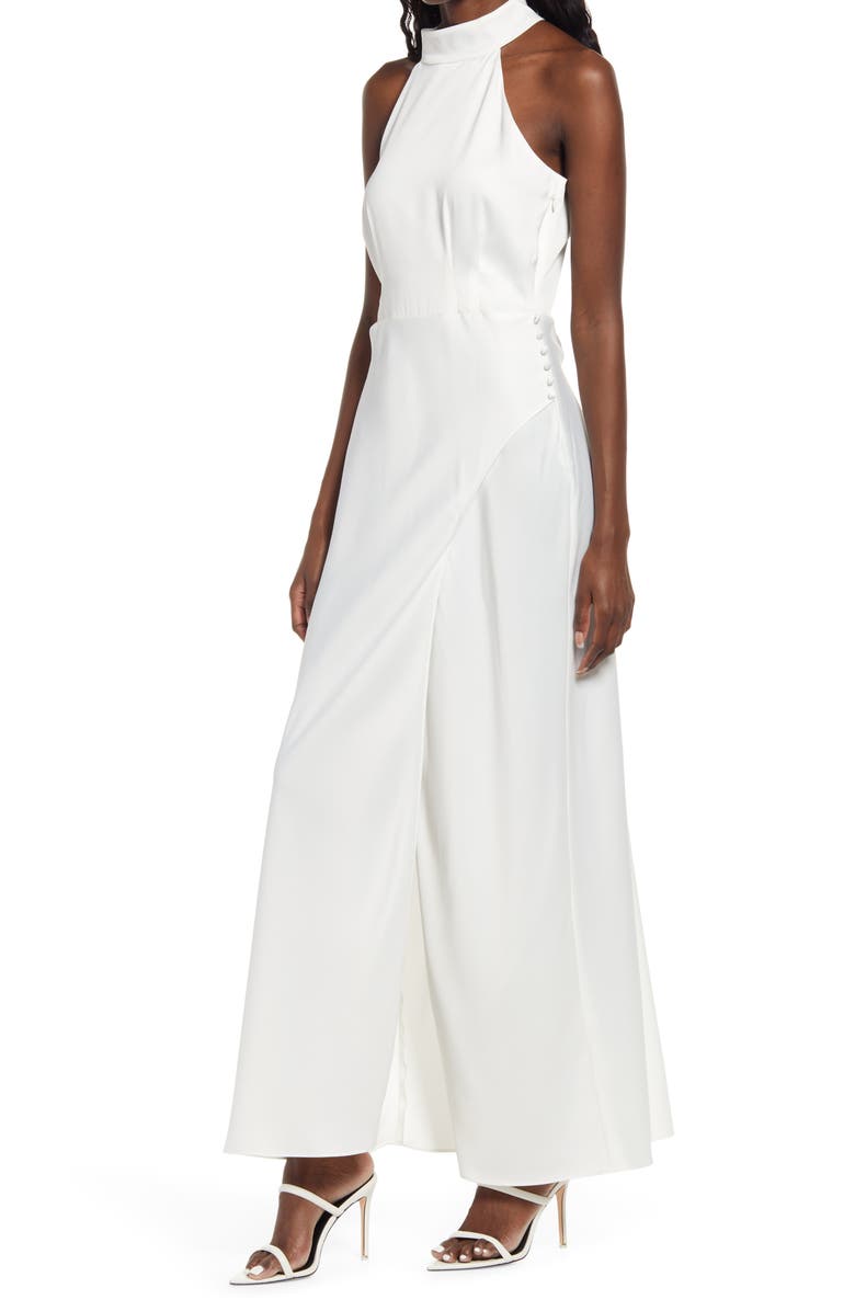 WAYF Cora Mock Neck Slit Front Maxi Dress, Alternate, color,