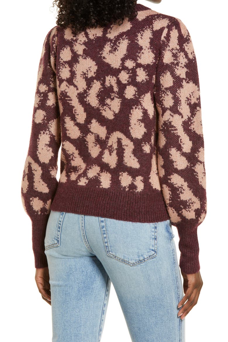 Tari Leopard Spot Jacquard Sweater, Alternate, color, PORT ROYALE