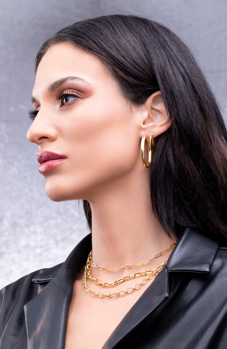 Bony Levy 14K Gold Textured Link Necklace, Alternate, color,