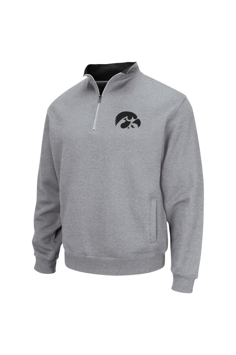 Men's Colosseum Heathered Gray Iowa Hawkeyes Tortugas Team Logo Quarter-Zip Jacket, Alternate, color, Heather Gray