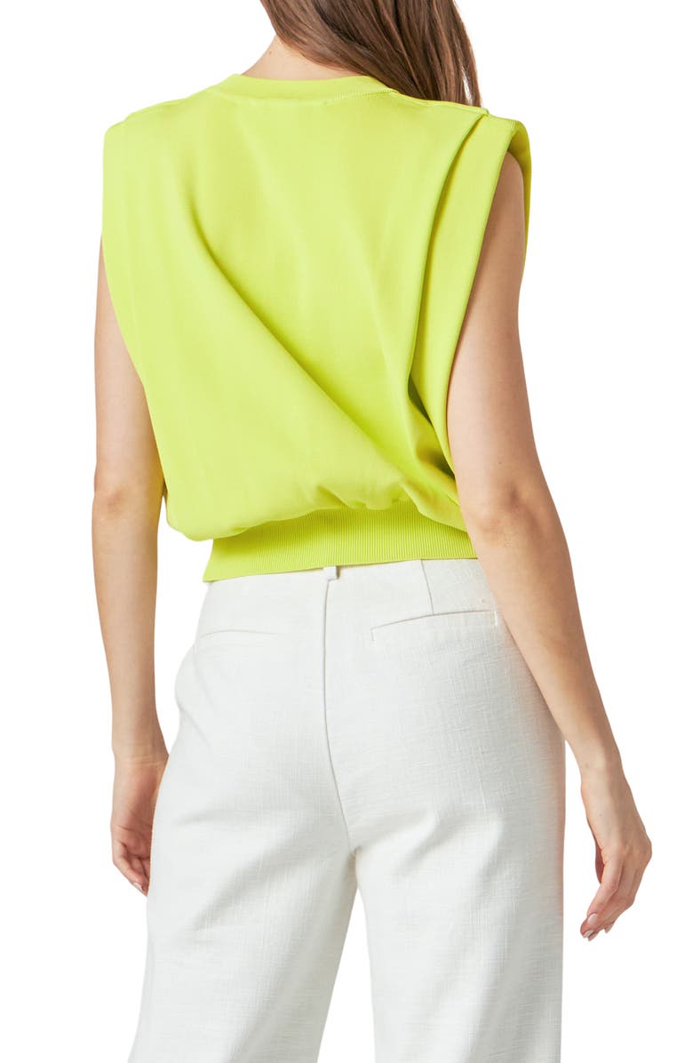 Endless Rose Power Shoulder Sleeveless Blouson Top, Alternate, color, Neon Yellow