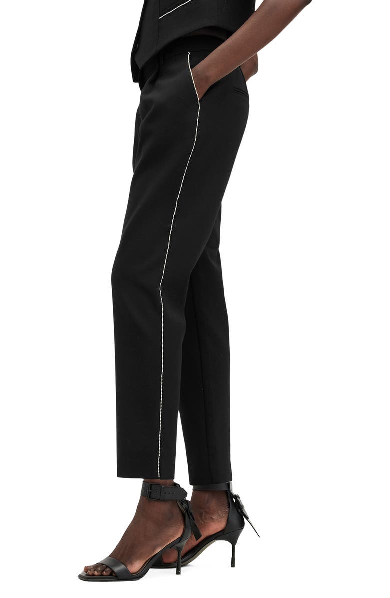 AllSaints Atlas Krys Crystal Stripe Pleated Ankle Pants, Alternate, color, Black