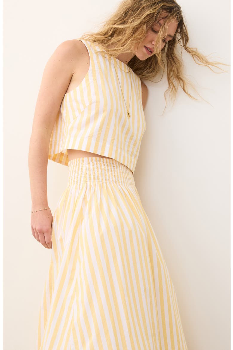 Bea Stripe Cotton Poplin Midi Skirt, Alternate, color, MARIGOLD STRIPE