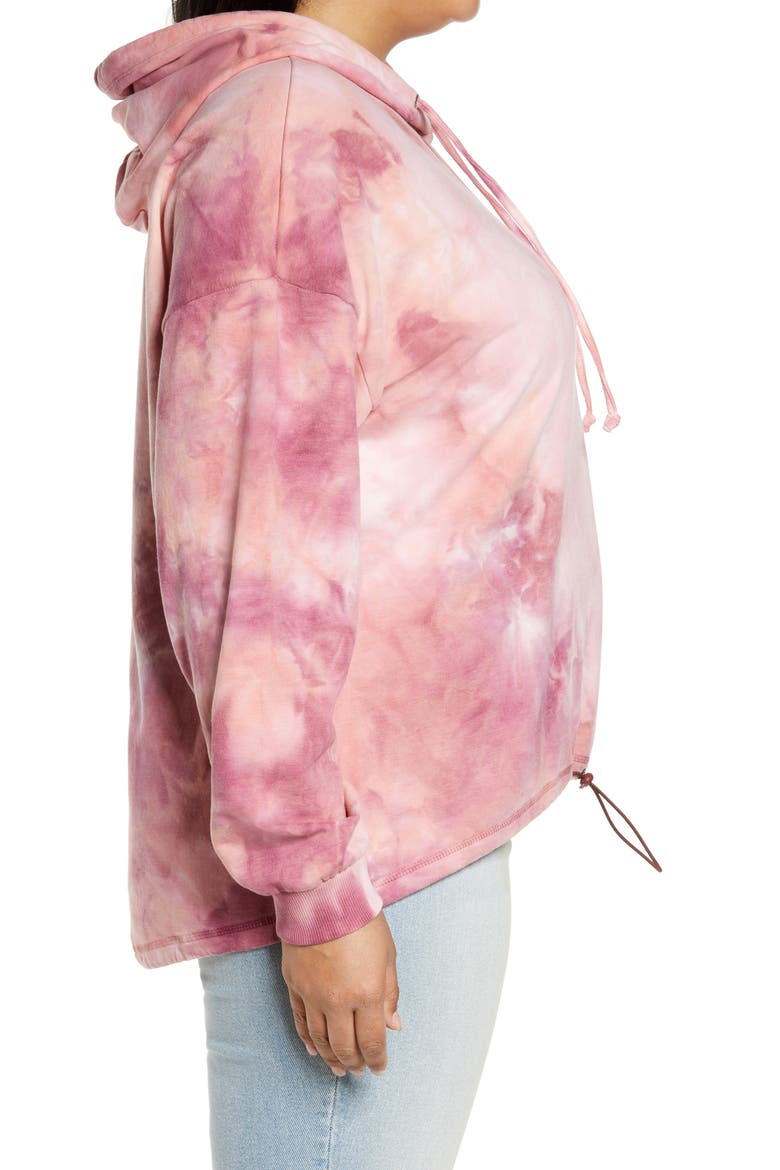 Women's Tie Dye Fleece Hoodie, Alternate, color, PINK- PURPLE TIE DYE