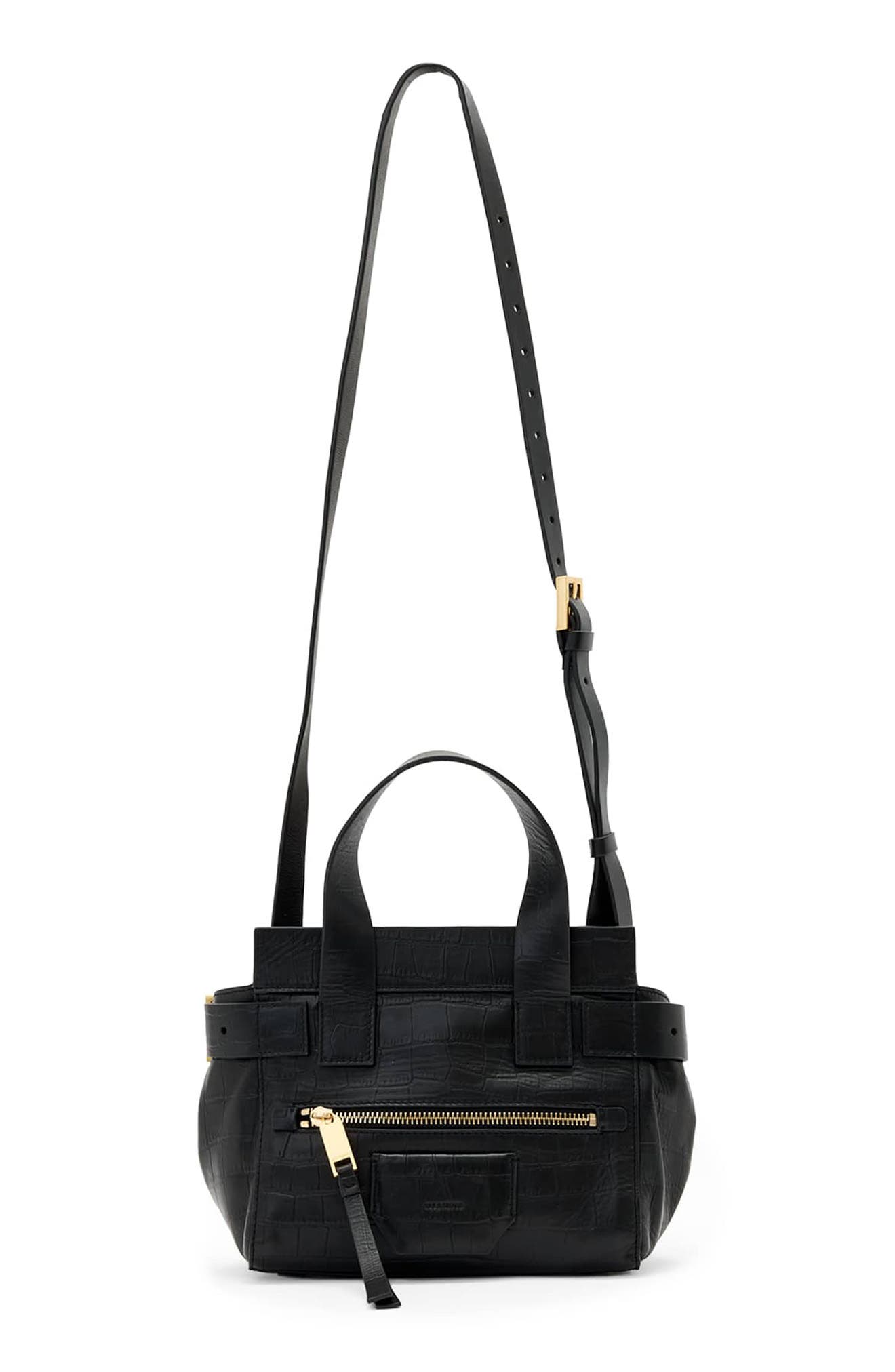 Perez Mini Croc Embossed Leather Crossbody Bag