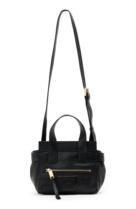 Perez Mini Croc Embossed Leather Crossbody Bag