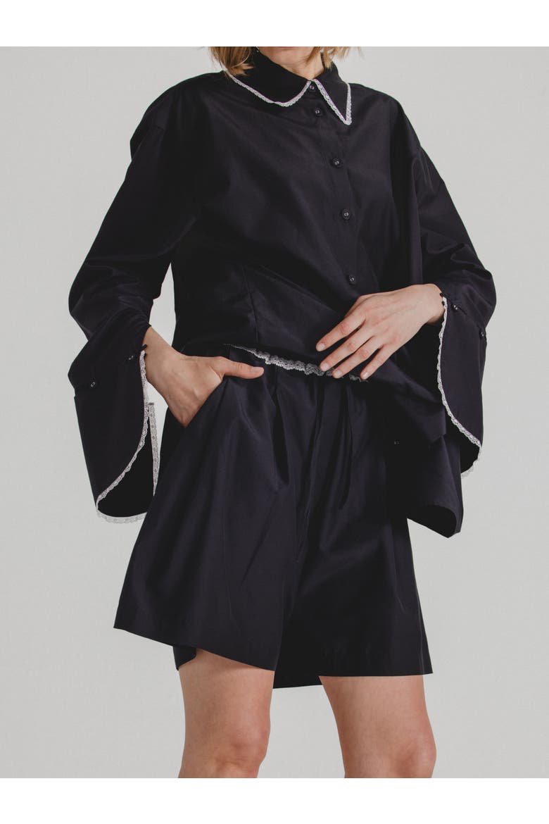 Silk Cotton Shorts, Alternate, color, Black