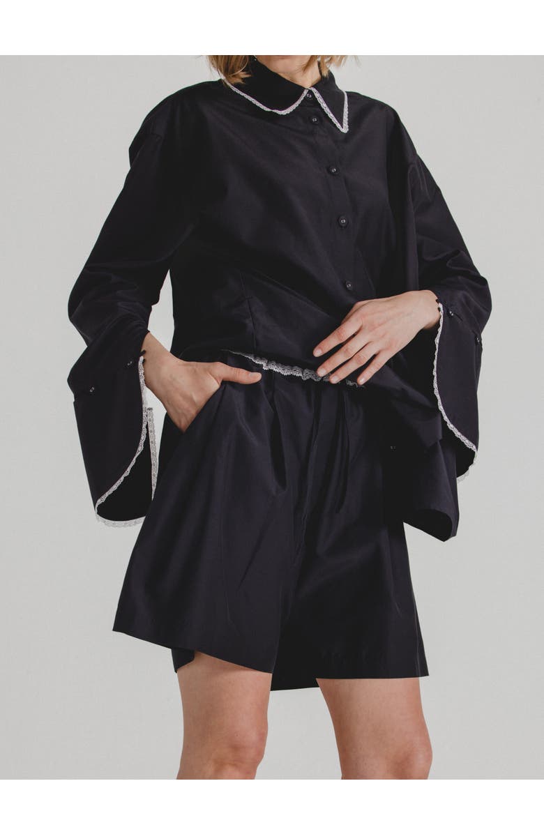 Alas Silk Cotton Shorts, Alternate, color, Black