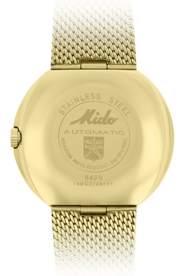 Commander Automatic Mesh Strap Watch, 37mm, Alternate, color, GOLD/ YELLOW/ GOLD