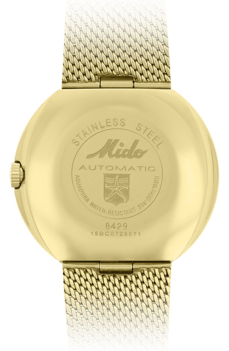 MIDO Commander Automatic Mesh Strap Watch, 37mm, Alternate, color, Gold/ Yellow/ Gold