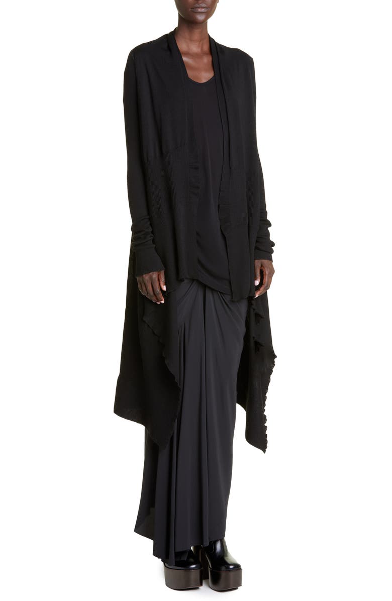 Rick Owens Women's Hiked Draped Asymmetric Jersey T-Shirt, Alternate, color, 