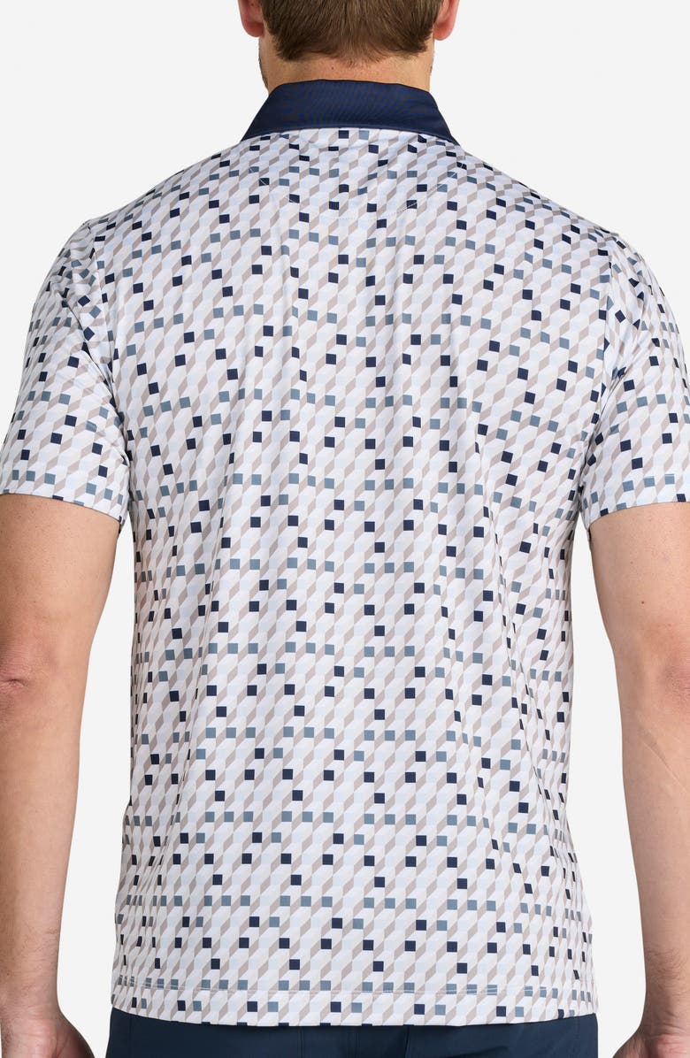 Bad Birdie Core Geo Print Performance Golf Polo, Alternate, color, Cube Conundrum - Blue