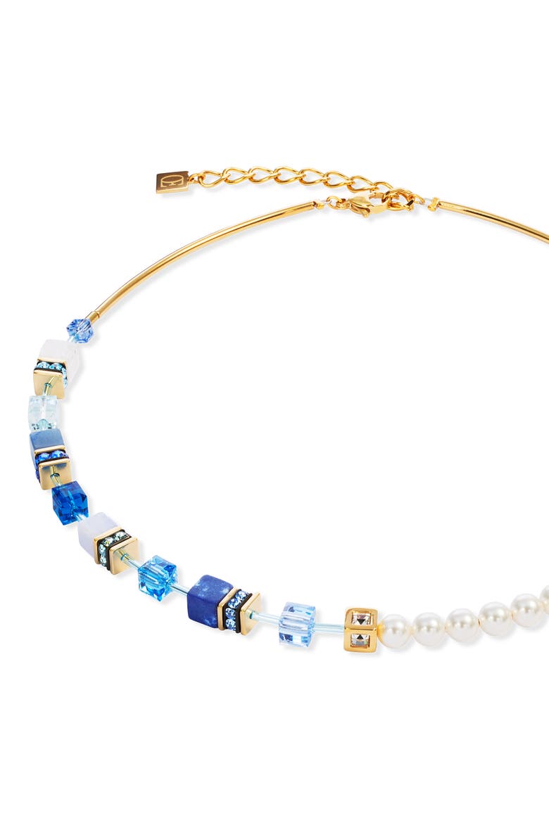 Geocube Precious Fusion Pearls Necklace, Alternate, color, Blue