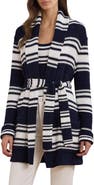 Lauren Ralph Lauren Stripe Belted Long Cardigan