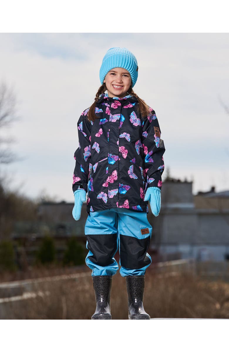 Deux par Deux Little Girl's 3-In-1 Mid-Season Outerwear Set With Printed Jacket Light Blue And Multicolored Butterflies, Alternate, color, 