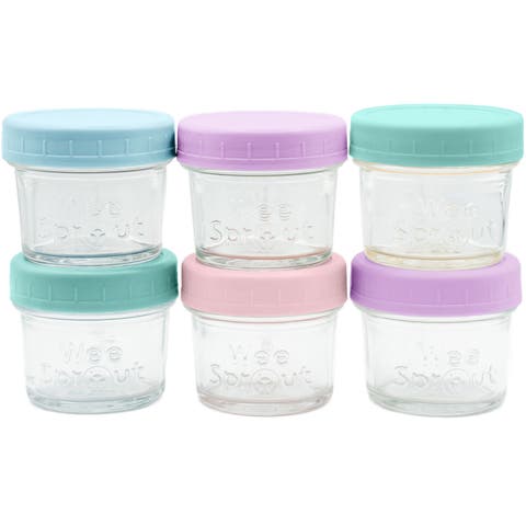 Glass Baby Food Storage Jars w/ Lids (4 oz, 6-Pack)