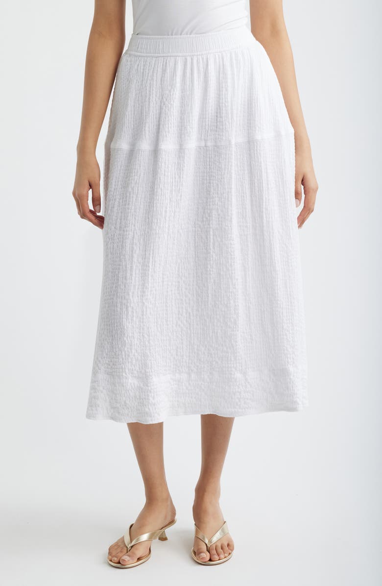 Bernardo Crinkle Maxi Skirt, Main, color, Bright White