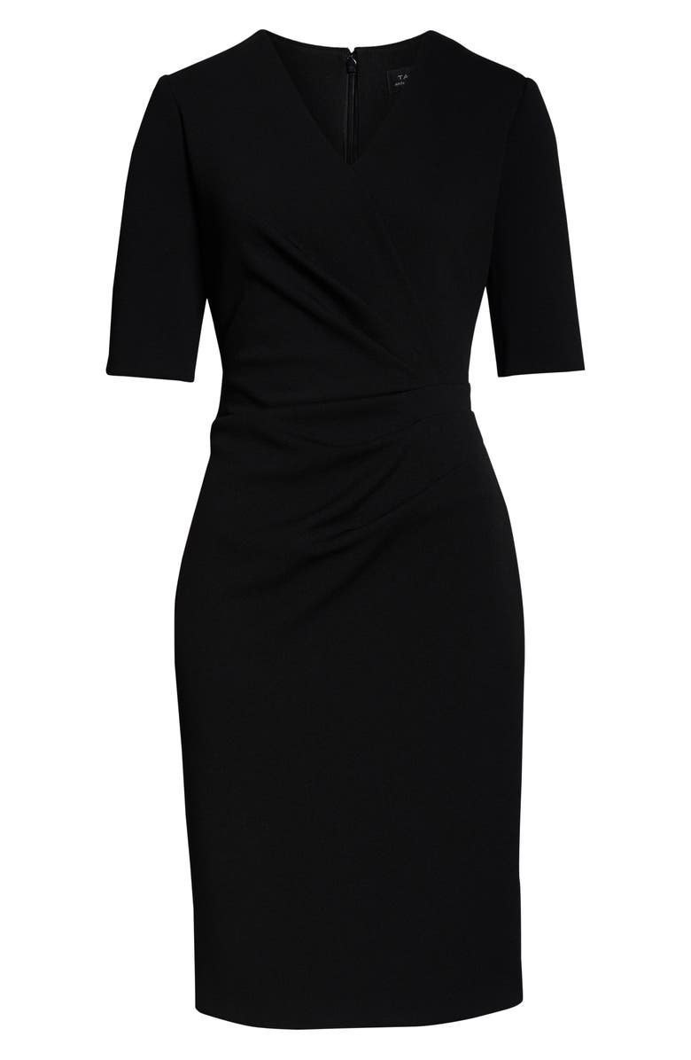 Tahari Pleat Detail Sheath Dress, Alternate, color, 