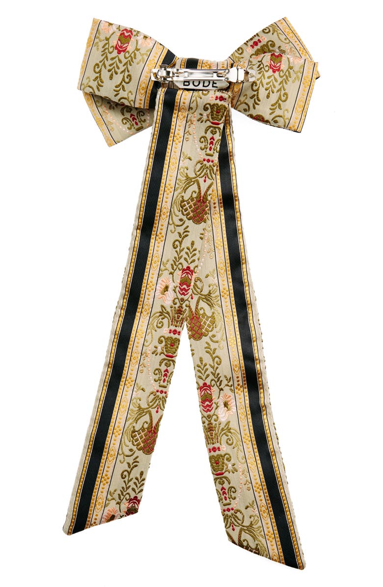 Bode Floret Brocade Bow Barrette, Alternate, color,