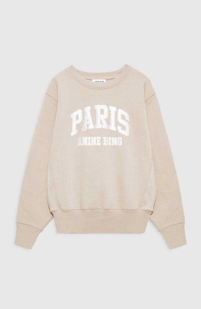 ANINE BING Harry Shrunken Paris Sweatshirt, Alternate, color, Beige