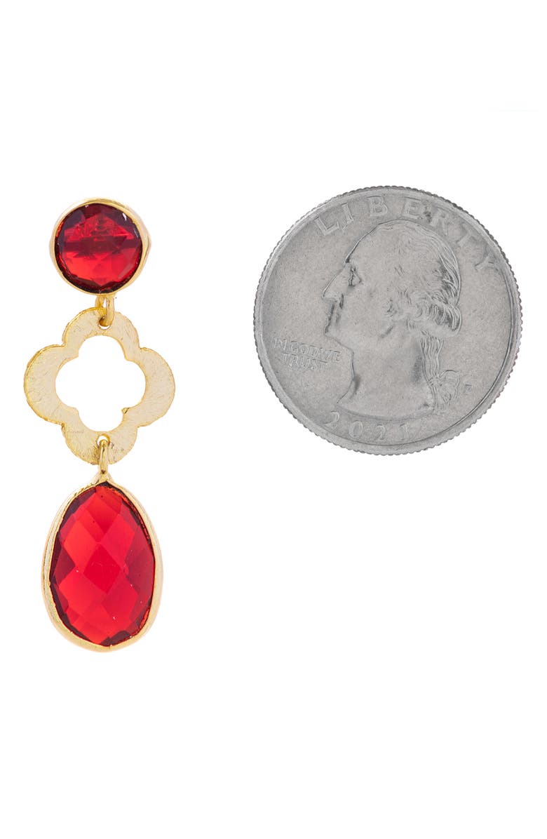 SAACHI Quatrefoil Stone Drop Earrings, Alternate, color, Red