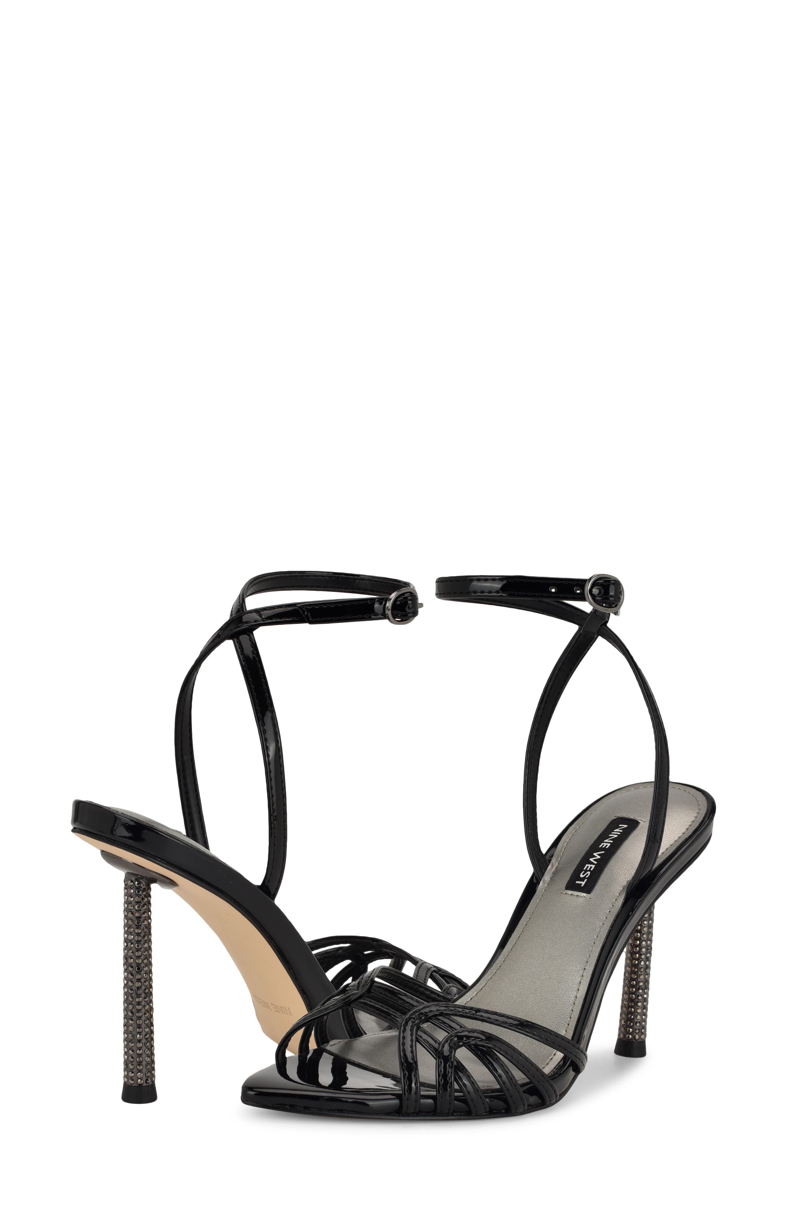 Nine West Paxal Ankle Strap Pointed Toe Sandal, Alternate, color, Black 001